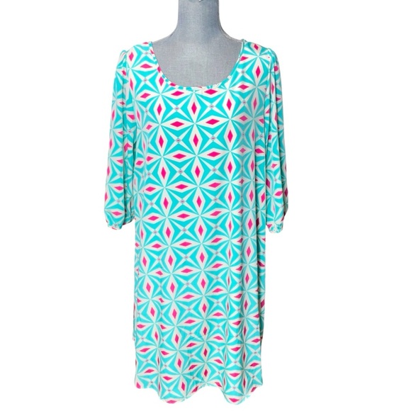 Pink Blush Geometric Print Dress Size Large - Picture 2 of 9